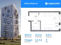 1-ком, 22.93 кв.м., 3/17эт.