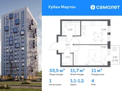 1-ком, 33.50 кв.м., 4/17эт.