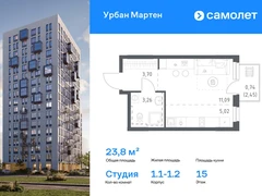 1-ком, 23.81 кв.м., 15/17эт.