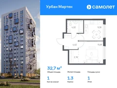 1-ком, 32.68 кв.м., 1/12эт.
