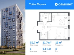 1-ком, 32.73 кв.м., 2/17эт.